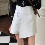 Leather Shorts Irregular Leather Skirt Skirt Design Pantskirt Women's Autumn and Winter Leather Pants High Waist Leather Shorts