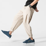 Linen Pants Straight Leg Pants Spring/Summer Men's Solid Color Linen Leisure Loose