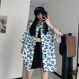 Harajuku Clothing Men's Casual Shirts Printed Loose Short Sleeve Shirt Men's and Women's Shirt