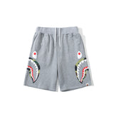 A Bath Ape Shorts Summer Loose Casual Double Camouflage on Side Shark Head Shorts Cropped Pants