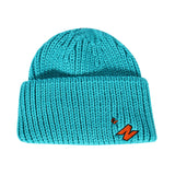 Mens Beanies Thickened Letter Embroidery Woolen Cap Women's Autumn and Winter Big Curled Brim Knitted Hat