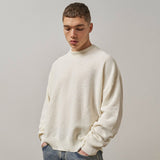 Present Letter Print Sweatshirt Solid Color Retro Coarse Yarn Sweater Sweater Loose Crew Neck Top Men