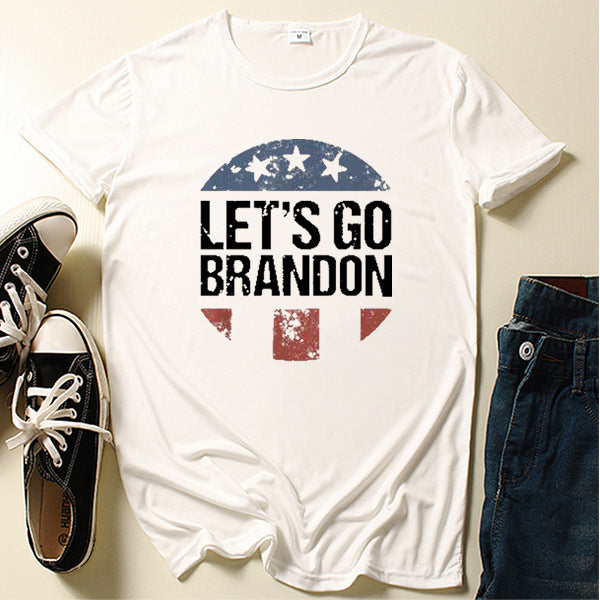 Let's Go Brandon T Shirt Letter Collarless Hat Thin Casual T-shirt