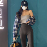 Women Sun Protection Shirt Short Plaid Loose Shirt