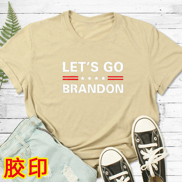 Let's Go Brandon T Shirt Letter Print Short-Sleeve T-shirt