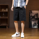Men Cargo Shorts Hong Kong Style Summer Casual Shorts Men's Straight Solid Color Pure Cotton Breathable Sports Fifth Pants