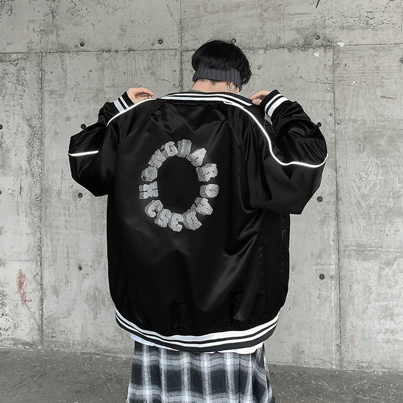 Varsity Jacket for Men Baseball Jackets Men's Spring and Autumn Hip Hop Fashion Letter Print Stand Collar Baseball Uniform plus Size Coat