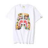 A Ape Print T Shirt Summer Zipper Printed Short Sleeve