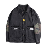 Men plus Size Coats Denim Jacket Color Matching Stitching Casual Denim Jacket Autumn and Winter