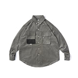 Men Shacket Long Sleeve Autumn Shirt Autumn Shirt Creative Pocket Patchwork Shirt