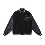 Mens Fall Outfits Color Blocking Baseball Uniform Pilot Jacket Coat Winter