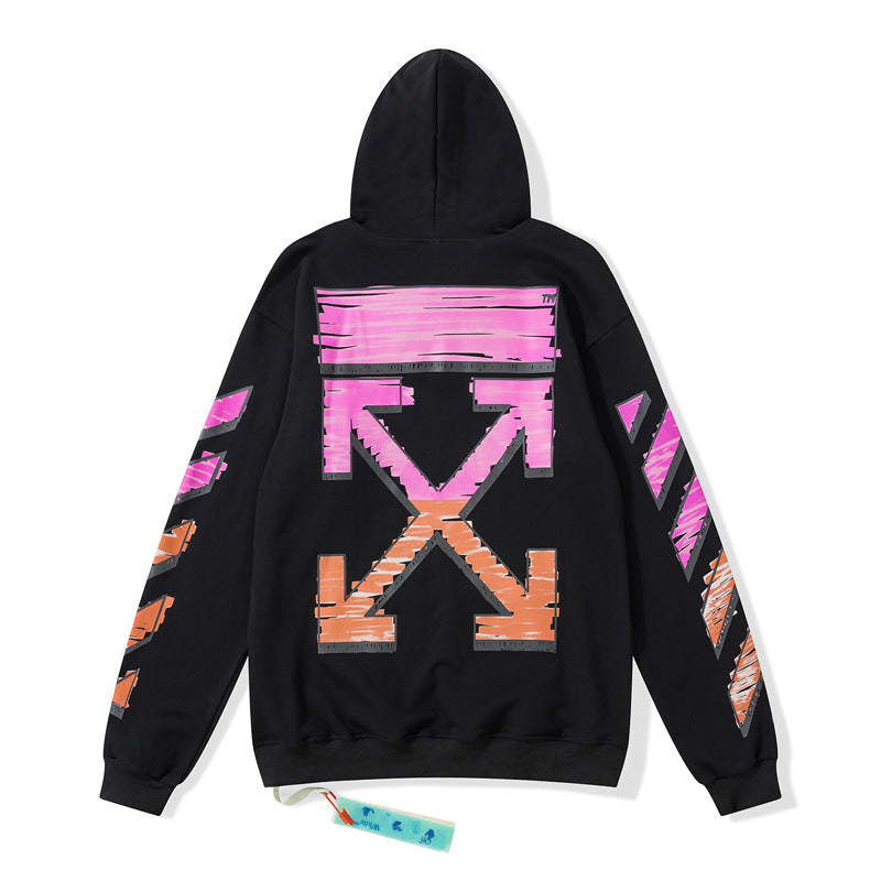 Chalk Arrow Hooded Sweater Baggy Coat