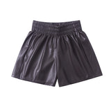 Leather Shorts Fall/Winter High Waist PU Leather Pants Women's Shorts Fleece Padded Wide Leg Slim Fit Boot Pants