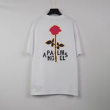 Palm Angels Rose Printed round Neck T-shirt Men and Women Loose Short Sleeve