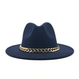 Fedora Hat Golden Chain Woolen Top Hat Fedora Hat Top Hat