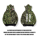 A Ape Print Jacket Autumn and Winter Stitching Camouflage Green with Ears Sweater Men's and Women's Casual Camouflage Coat