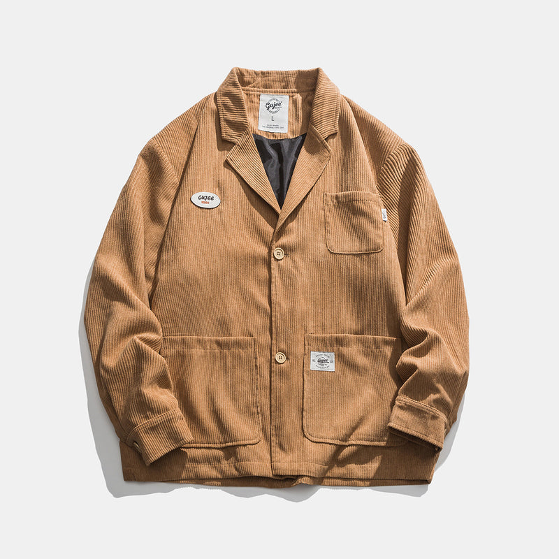 Men's Spring plus Size Retro Sports Suit Jacket Men's Casual Jacket Handsome Workwear Tops Men's Shacket