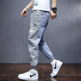 Cropped Pants Mens Spring and Summer Color Matching Jeans Men's Large Size Retro Sports Men Jeans
