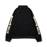 Men Fall Outfits Hip Hop Loose Flocking Embroidered Baseball Uniform Denim Jacket Coat