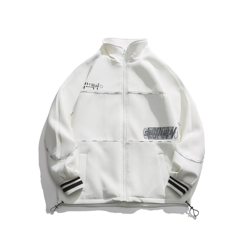 Men's Large Size Sports Retro Stitching Stand Collar Jacket Men's Jacket Spring Casual Trendy Loose Jacket Men Coat