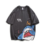 Men T Shirt Summer Casual Tops Men's Clothes Summer Wear Retro That's round Neck Short Sleeve Casual Loose Cartoon Shark T-shirt