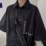 Harajuku Clothing for men Casual Shirts Short Sleeve Shirt Men Loose Casual Shirt