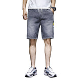 Men Jean Shorts Denim Shorts Men's Summer Fashion Brand Loose Straight Elastic Waist Casual Cropped Pants Middle Pants