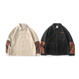 Men Shacket Long Sleeve Autumn Shirt Vintage Paisley Patchwork Retro Work Clothes Shirt Men's Long Sleeve Jacket Student Top