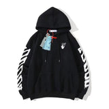 Autumn And Winter Inkjet Arrow Pattern Velvet Padded Hooded Sweatshirt Men And Women Same Style