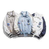 Men's Spring plus Size Retro Sports Baseball Uniform Men's Jacket Creative Turn-down Collar Coat Neutral Student Trendy Men Coat