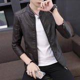 80's Leather Jacket Autumn and Winter PU Leather Fashionable Simple Leather Jacket Coat