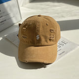 Joe Goldberg Hats Vintage Denim with Hole Letter Baseball Cap Peaked Cap for Men and Women