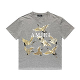 Amiri T Shirt Crane Print Casual Round Neck