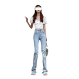 Low Rise Jeans Light Breasted Slightly Flared Jeans Trousers