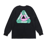 Palace Hoodie Long Sleeve Round Neck Men's Women's Pullover Colorful Triangle Street Couple's Tops Bottoming Shirt