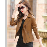 Studded Jackets Fall Slim Fit Slimming Versatile Motorcycle PU Leather Jacket Top