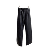 Faux Leather Pants Winter Vintage PU Leather Pants Fashionable High Waist Wide-Leg Straight Trousers Loose Trousers