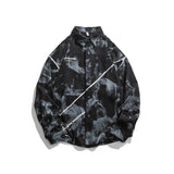 Men Shacket Long Sleeve Autumn Shirt Autumn Loose Casual Tie-Dye Shirt
