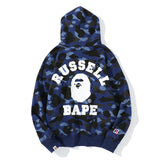 A Ape Print Jacket Camouflage Male and Female Couples Wear plus Size Loose Pullover Hoodie Sweater