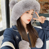 Toque Knitted Woolen Cap Women's Autumn and Winter Plush Warm Hat