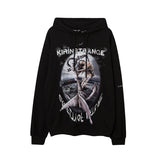 Mens Fall Outfits Portrait Printing Terry Hooded Sweater Couple Loose Top