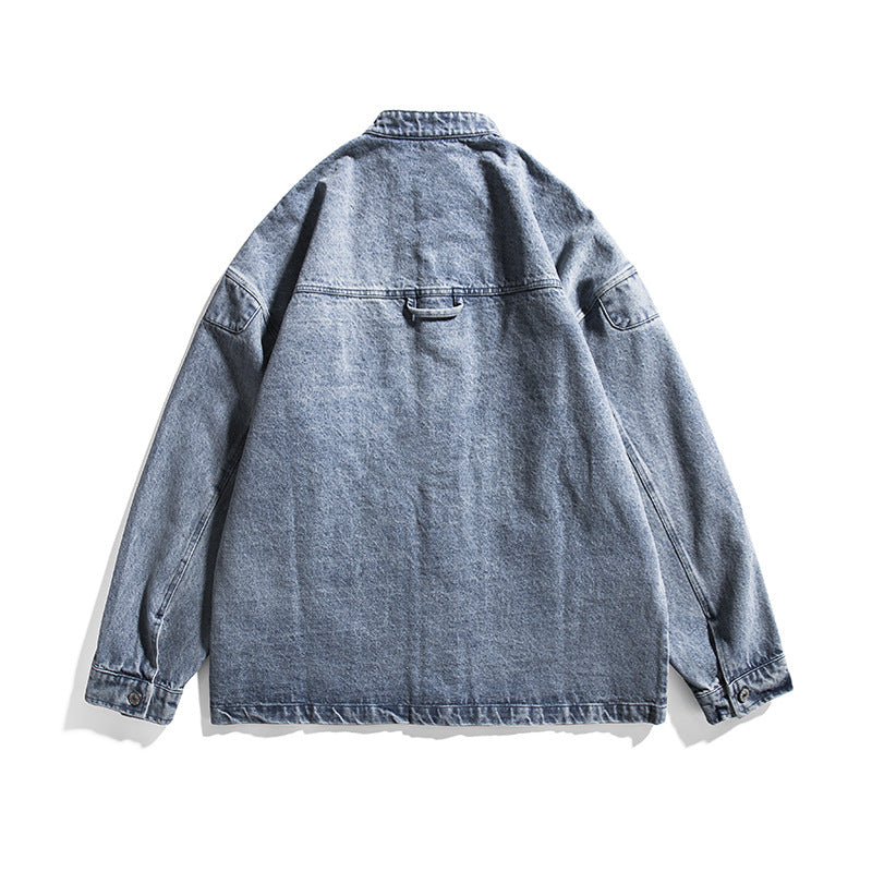 Men's Denim Jacket Men's Spring Loose plus Size Retro Sports Baseball Uniform Men Trendy Coat Men's Shirt Men Shacket Men Jacket