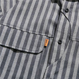 Men Shacket Long Sleeve Autumn Shirt Autumn Stripes Lapel Long Sleeve Shirt