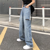 Harajuku Clothing Men Classic Retro Pants Straight Leg Pant Summer Vintage Jeans Men and Women Wide Leg Pants Trousers