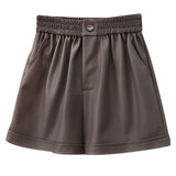 Leather Shorts High Waist Leather Shorts Women Fall and Winter Outer Wear Wide Leg Leisure PU Leather Boot Pants