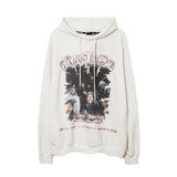 Mens Fall Outfits Portrait Printing Terry Hooded Sweater Couple Loose Top