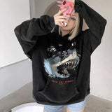 Present Letter Print Hoodie Represent Shark Destroyed Washed Distressed Hooded Sweater Vintage High Street Loose Couple Hoodie Men