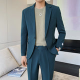 Men Suit Two-Piece Set with One Button