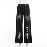 Kuromi Costume Dark Preppy Style Clow M Printed Jeans