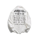 Men Shacket Long Sleeve Autumn Shirt Autumn Men's Shirt Back Letter Printing